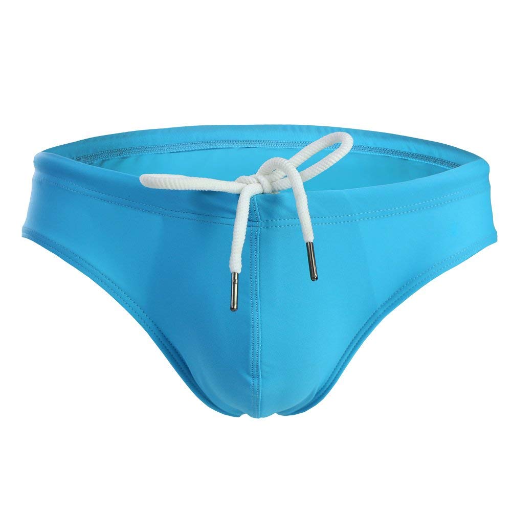 Mens Solid Swim Briefs Drawstring Shorts Trunks Bikini Briefs Sport Swimwear (UK, Alpha, M,