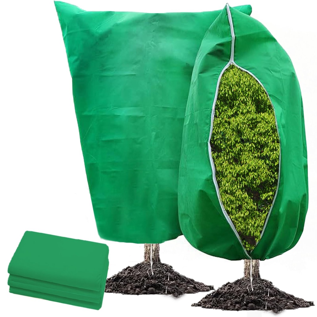 Plusupon 2 Packs Plant Covers Freeze Protection, 80 X 120cm Winter Plant Cover Bag with Dra