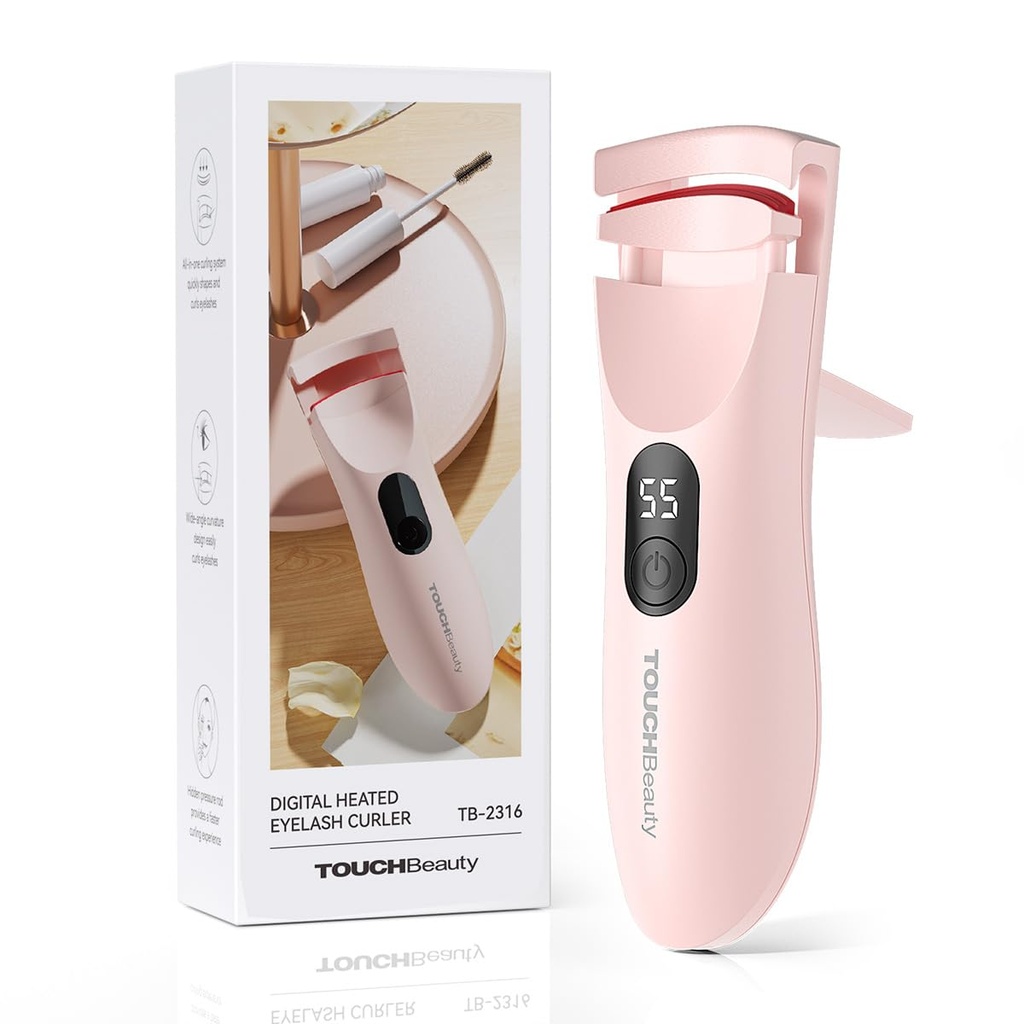 TOUCHBeauty Heated Eyelash Curler with LED Display,Rechargeable Electric Eyelash Curler,3 Te