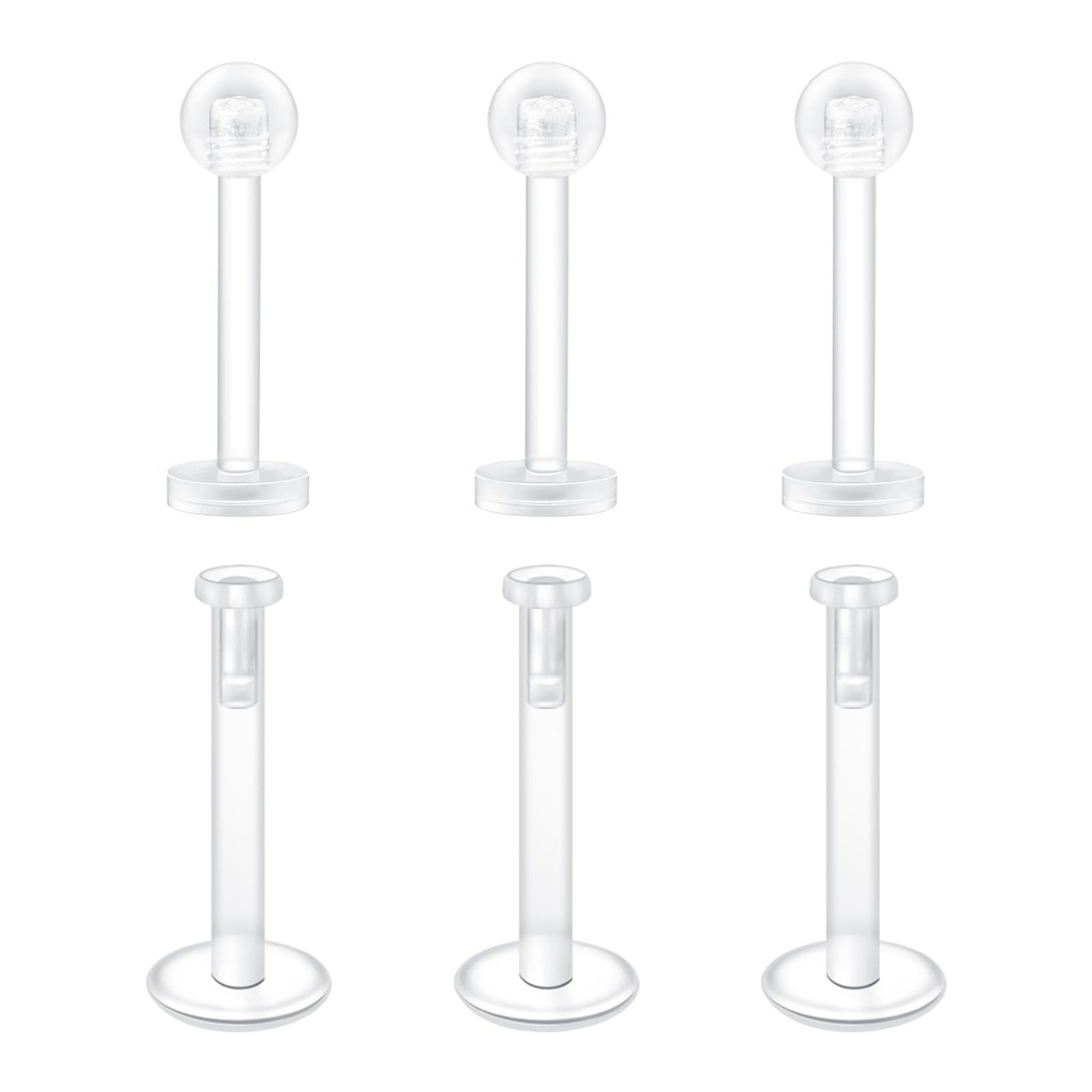 Mayhoop 16G Clear Tragus Helix Earrings Studs Piercing 6mm Flexible Acrylic Helix Piercing