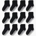 CozyWay Kids Non Slip Cotton Crew Socks Baby Socks Toddler Socks Anti Skid With Grips Striped for Children Toddler Boys & Girls 