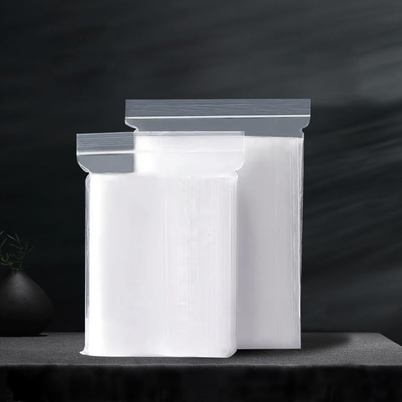 Resealable Clear Plastic Zip Lock Bags, 8.9 x 11.4 cm, 100 Pack, Strong Grip Seal for Stora