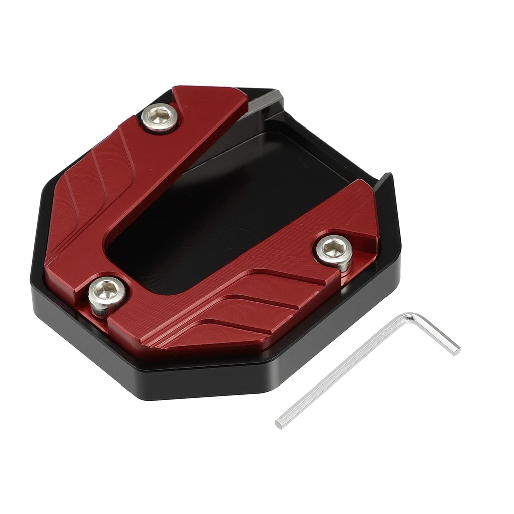 X AUTOHAUX Universal Motorcycle Kickstand Pad CNC Side Stand Red