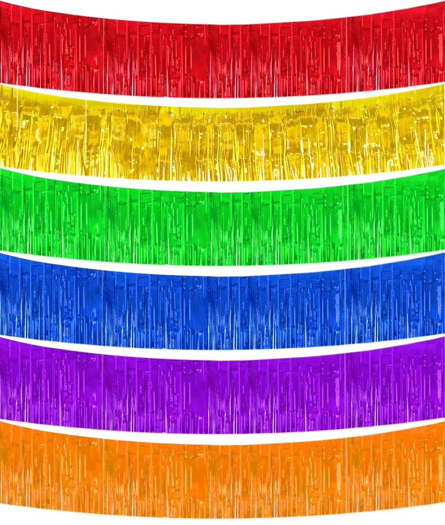 TONIFUL 3 Packs Metallic Foil Fringe Garland Light Purple Wall Hanging Tinsel Fringe Banners