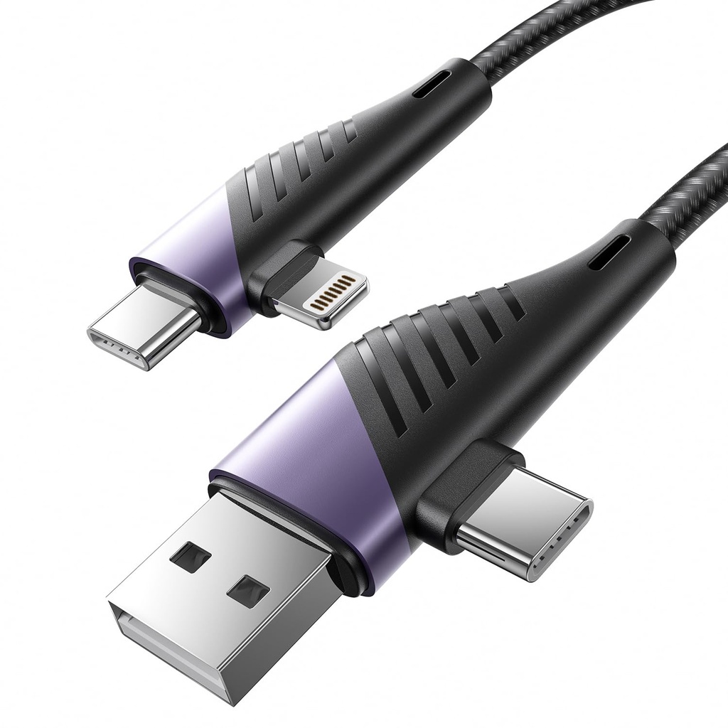Hoerrye Multi USB C/A to USB C Charger Cable for Lightning - 2-in-2 PD+QC 6A Fast Charging &