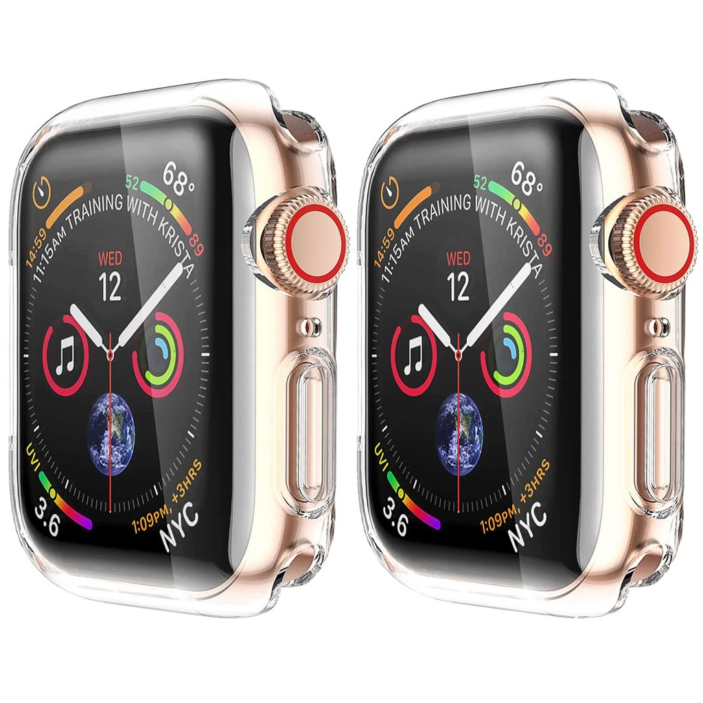 2 Pack HANKN Clear 41mm Case for Apple Watch Series 9 8 7 41mm Screen Protector Case, Full