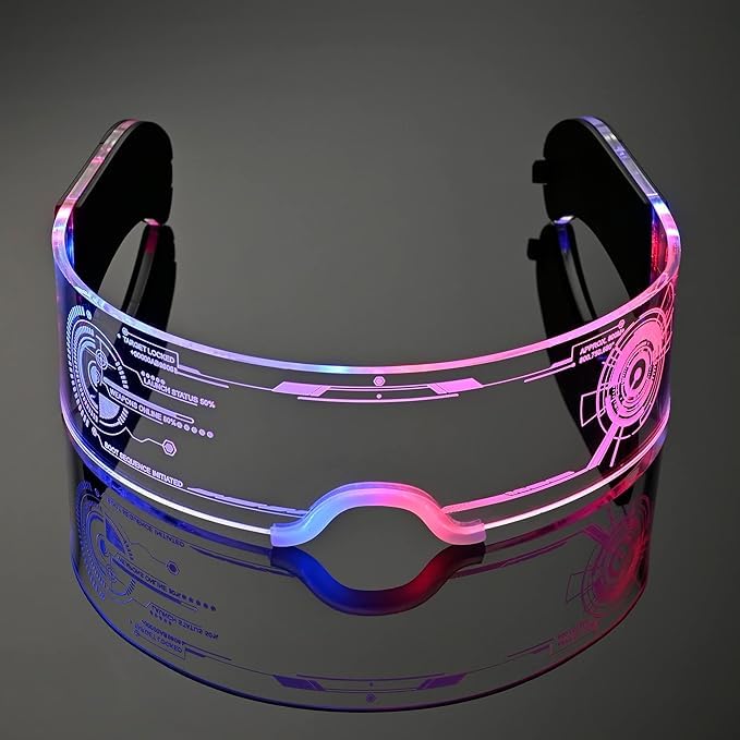 XiXiYang LED Cyberpunk Glasses, Light Up Rave Glasses with RGB Luminous for Festival, Party