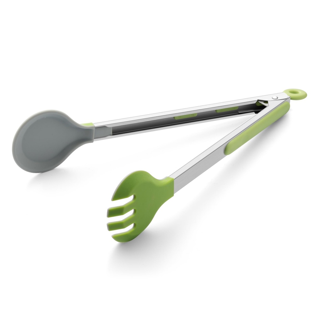 12 Inch Cooking Tongs, 2-in-1 Design with 0.5oz Measure Spoon, Stainless Steel Kitchen Tong