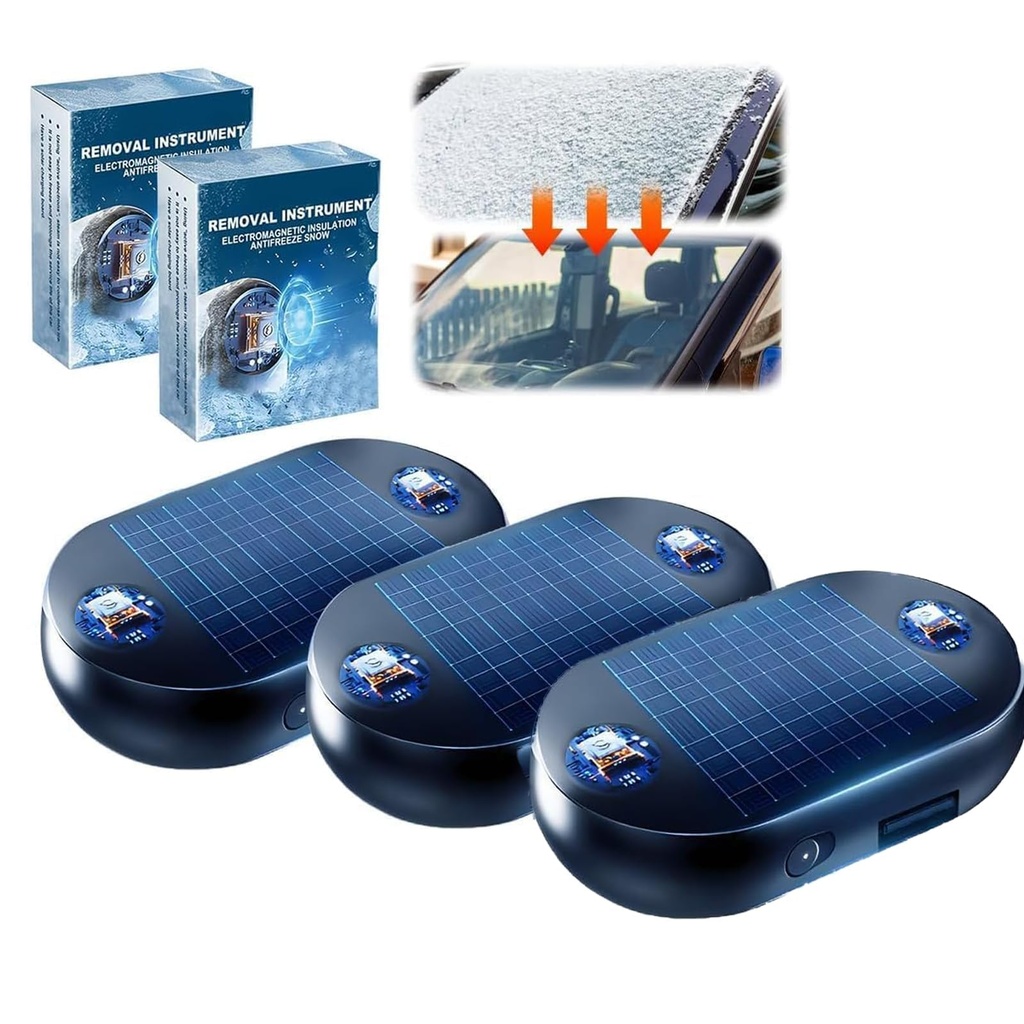 Lamvpiny 3 Pcs Electromagnetic Car Deicer, Solar Electromagnetic Car Defroster, Anti-Freeze