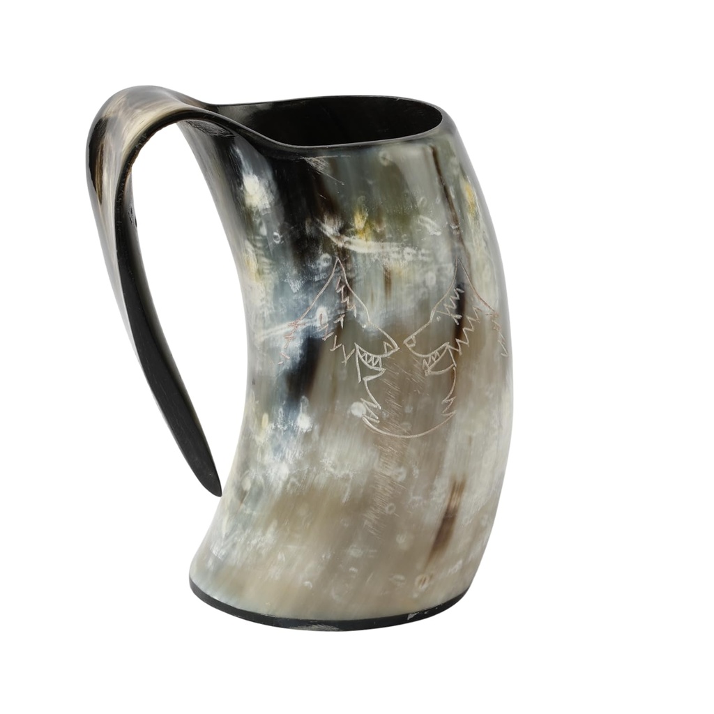 Handicrafts Home Viking Horn Mug, Handmade Drinking Horn Mug, Viking Drinking Horn Mug with