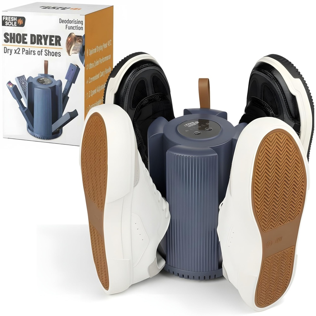 Electric Shoe Dryer - Portable, Adjustable Timing 1/3/6 hr, Customisable Fan Speeds and 48 D
