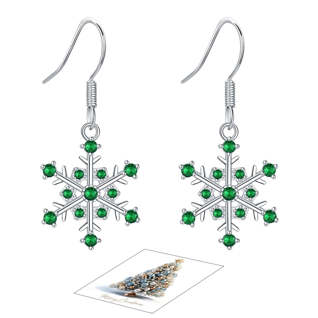 Christmas Earings Snowflake Earrings With Blue Cubic Zirconia Silver Earrings For Women Ster