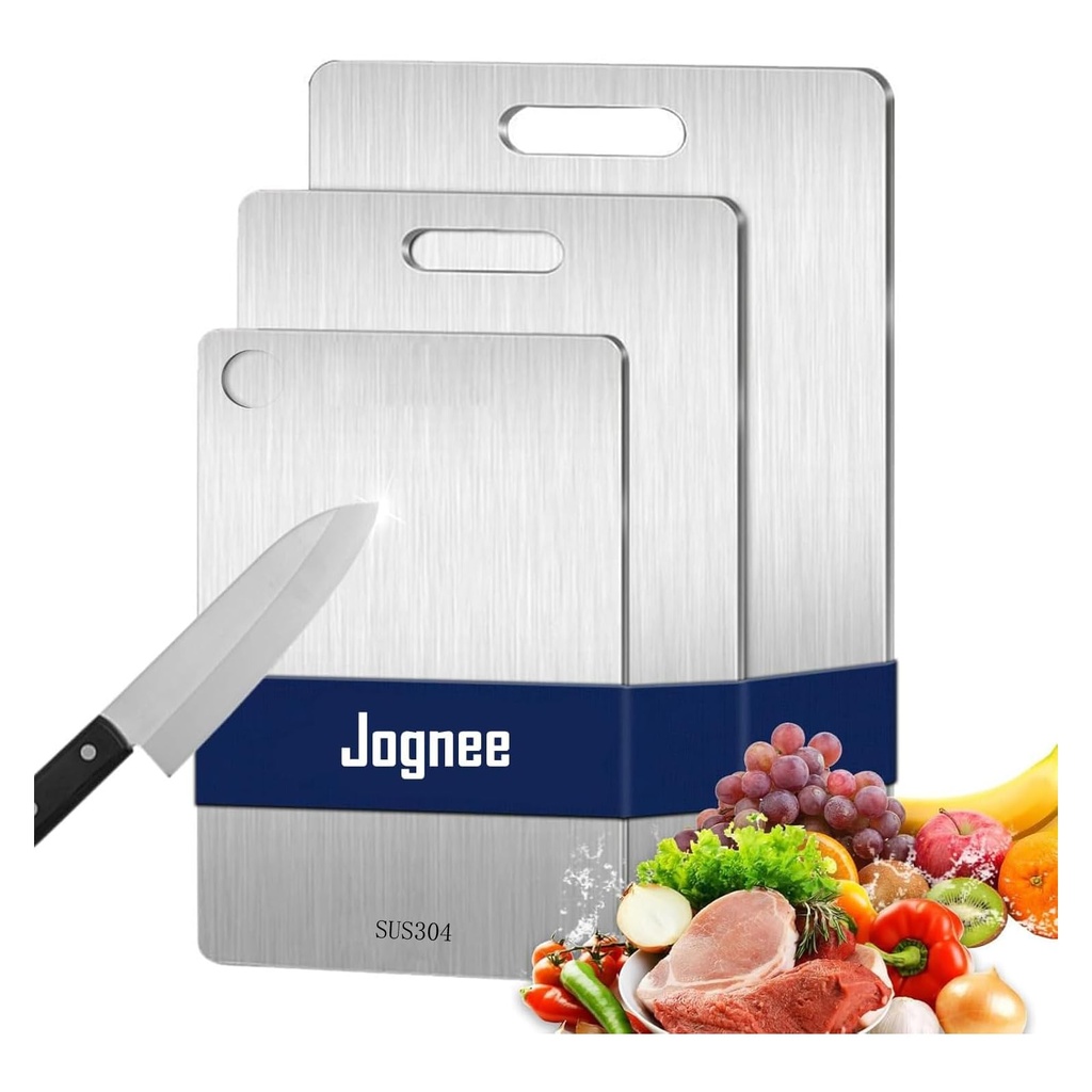 Stainless Steel Cutting Board, 3PCS Cutting Boards for Kitchen Chisel Dishwasher Safe, Doub