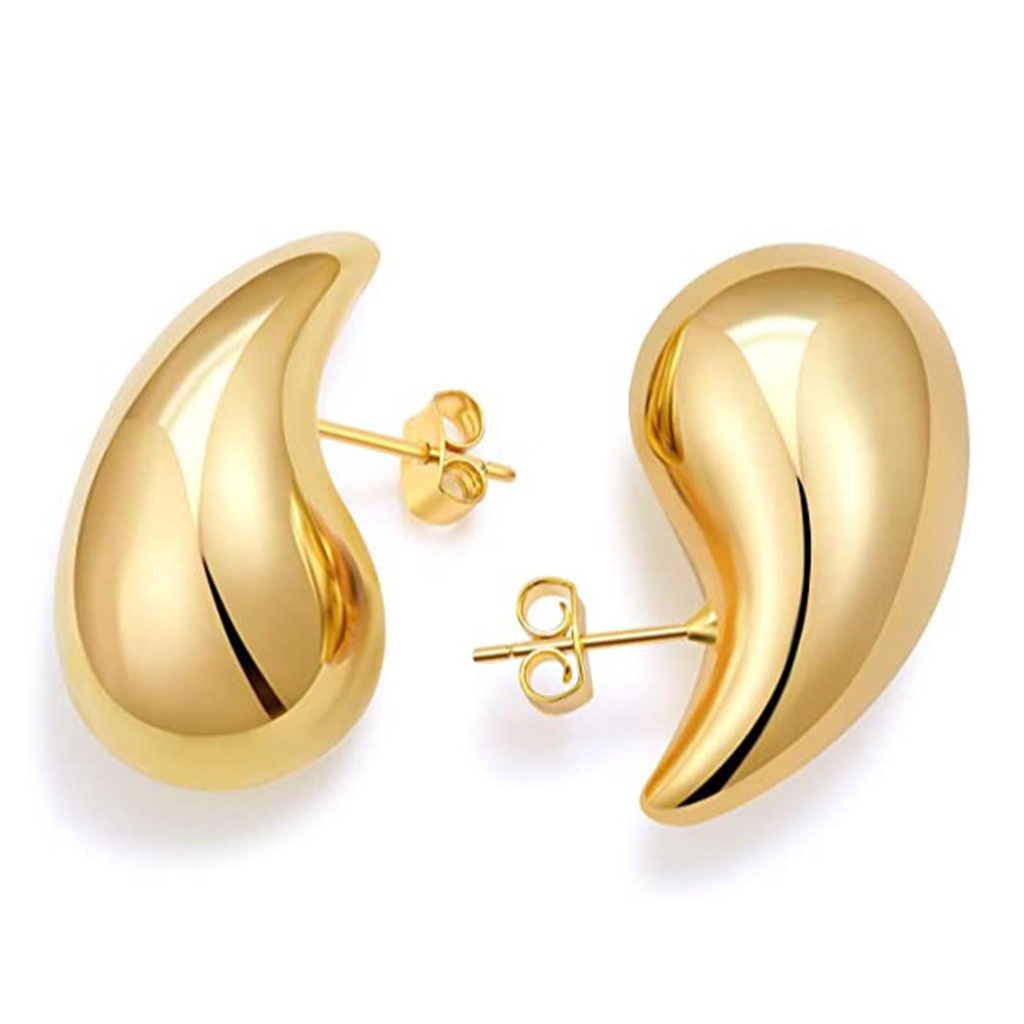 Chunky Gold Hoop Earrings, Gold Hoop Earrings for Women Girls, Gold Lightweight Teardrop Ear