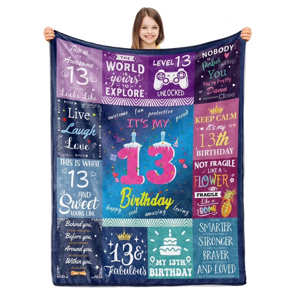 Paready 13th Birthday Gifts for Girls Throw Blanket 50"x60" 13 Year Old Girl Soft Blanket f