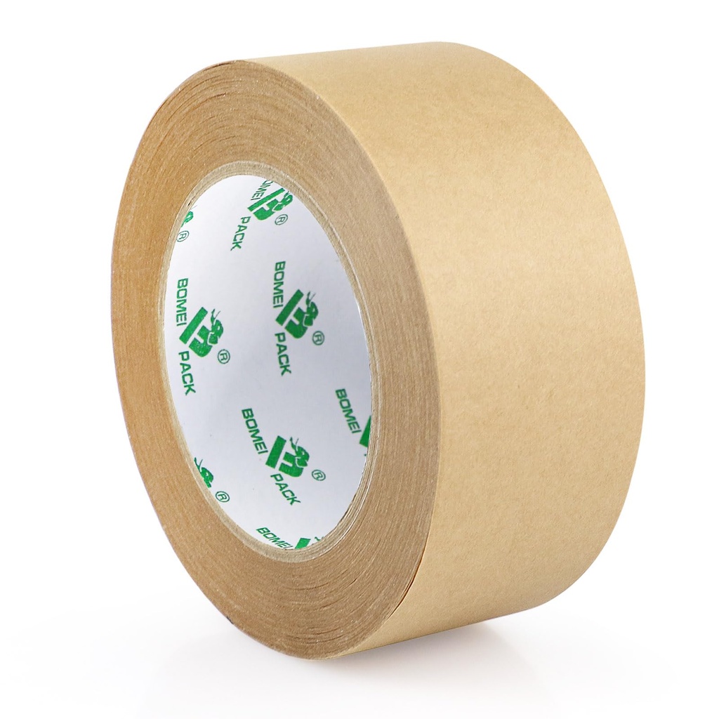 BOMEI PACK Brown Kraft Paper Box Tape Writable Recyclable Packing Tape,Non Plastic Surface