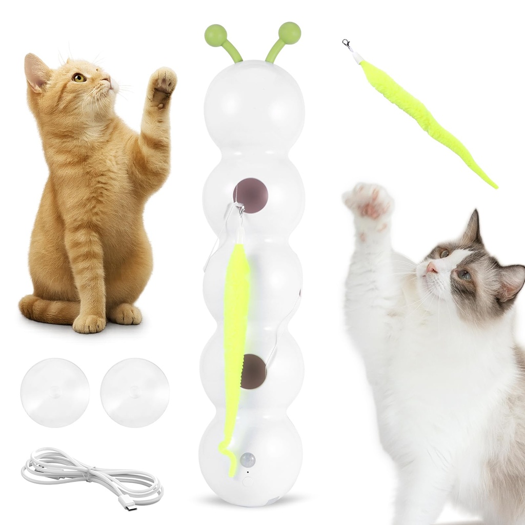 BTBHIHO Caterpillar Cat Toy Interactive, Cat Toys Interactive for Indoor Cats, Caterpillar S