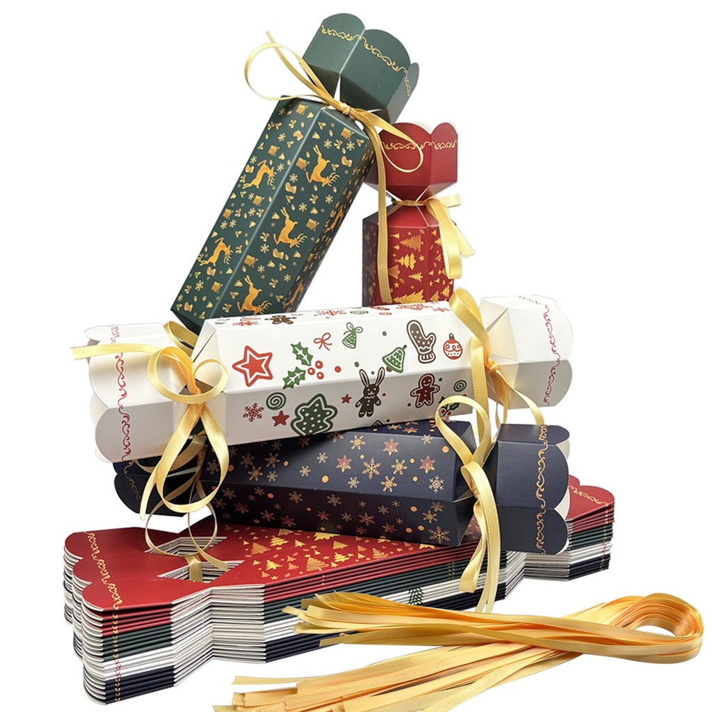 Hyhuiyin 24 Packs Christmas Crackers, Diy Christmas Crackers Bulk Make Your Own Crackers Ki