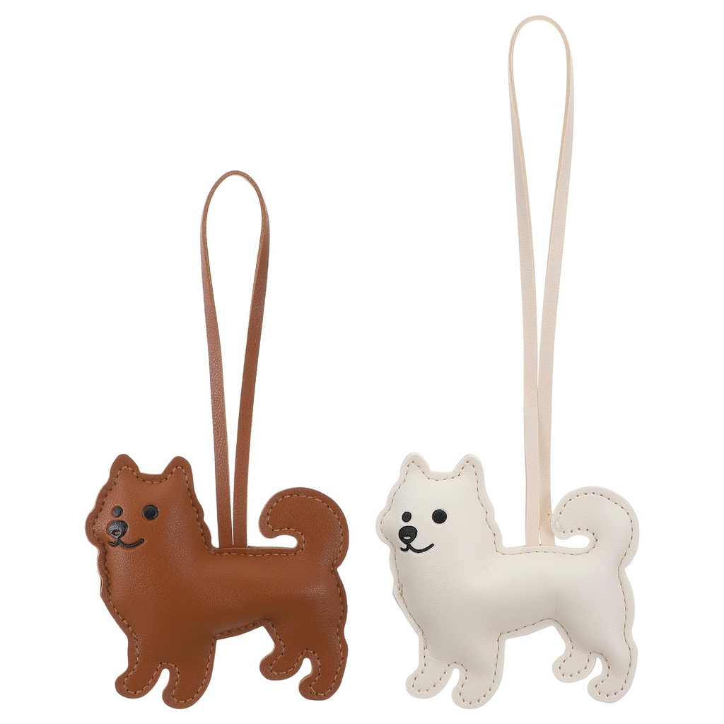 Apausvcm 2pcs Dog Bag Keychain,Leather Dog Bag Charm Dogs Lover Charm Keychain Cute Leather