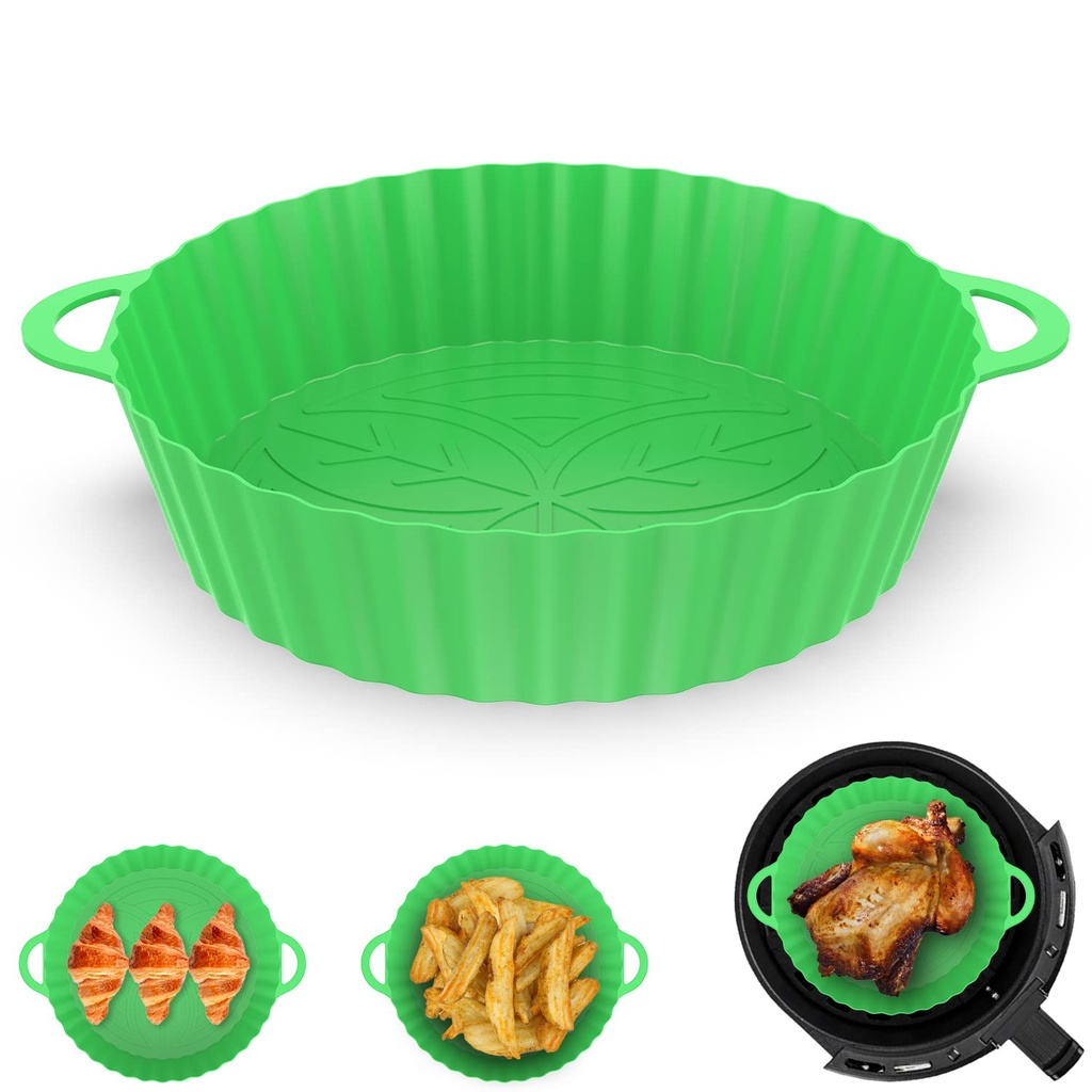 Silicone Air Fryer Liners, 1Pc 8.3inch Reusable Silicone Air Fryer Pot, Non-Stick Heat Resis