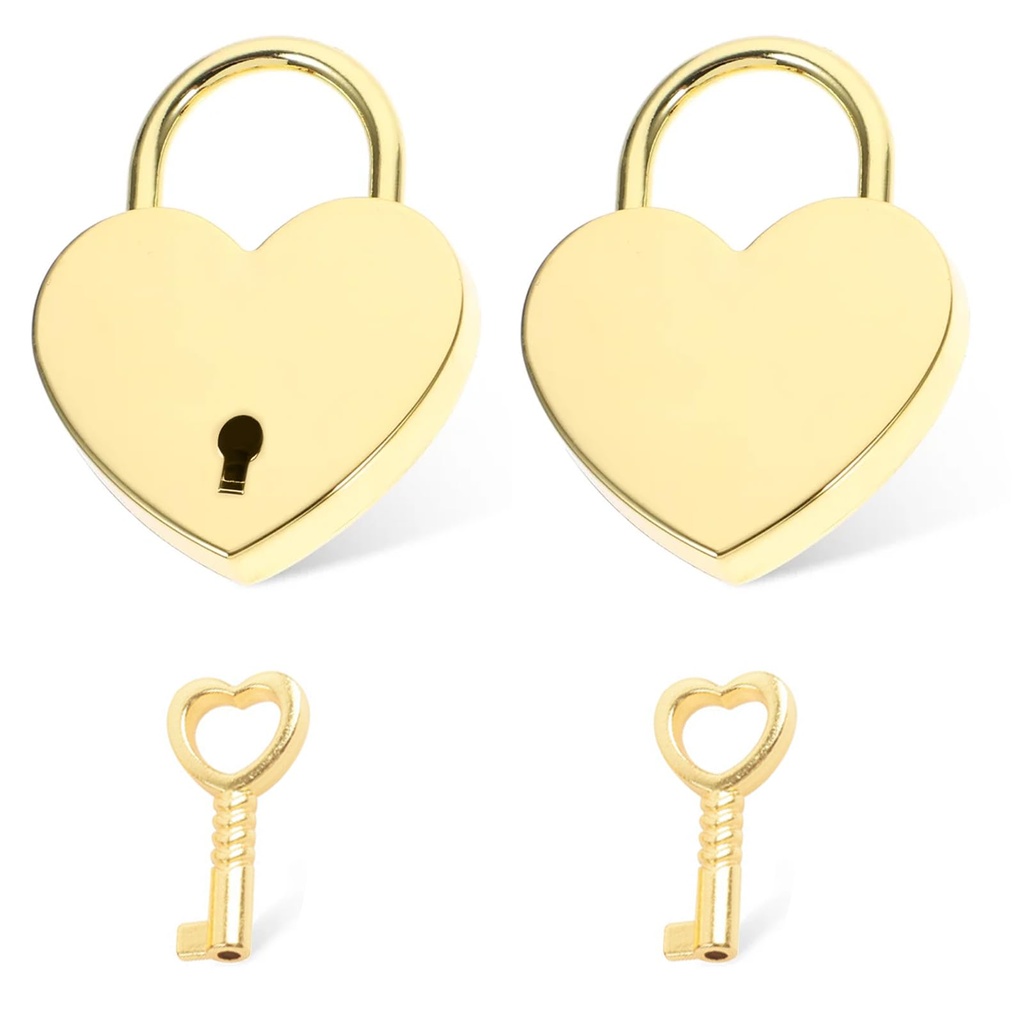 2 Heart-Shaped Small Padlock with Keys for Suitcase, Mini Padlock for Locker, Travel Padloc