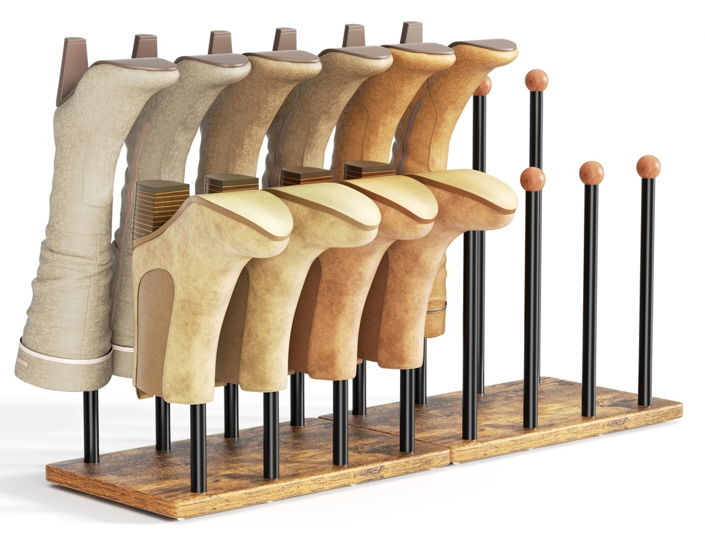 Boot Organiser 8-Pair Welly Boot Rack With Cedar End Metal Shoes Rack Outdoor Shoe Storage 