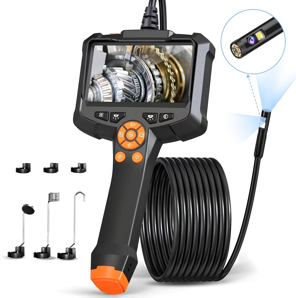 Dual Lens Endoscope Inspection Camera, AOPICK 4.3'' IPS Screen 1080P HD Handheld Borescope