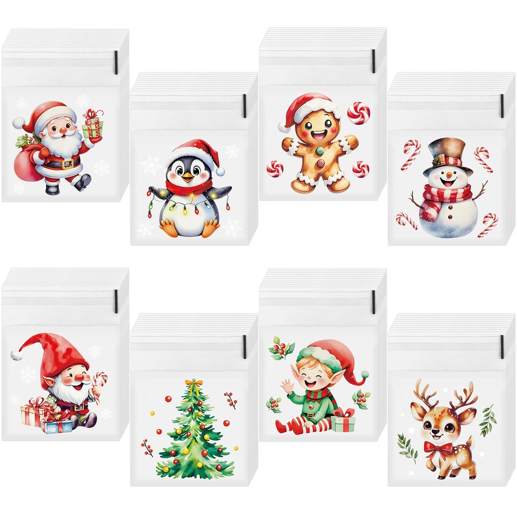SULOLI Sweet Bags Christmas,120PCS Sealable Christmas Treat Cookie Biscuit Bags Self Seal(1
