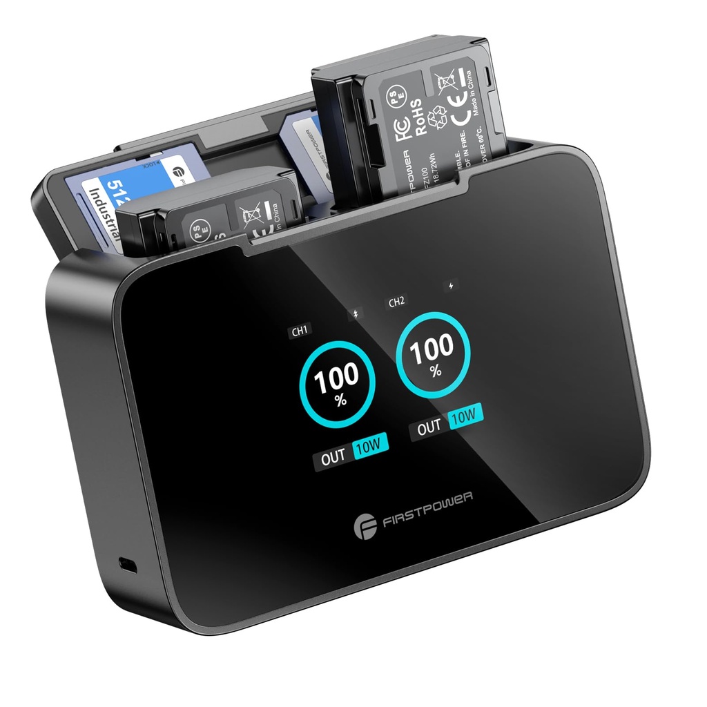 FirstPower NP-FZ100 Battery and 20W Fast Charger, 2-Pack 2600mAh for Sony A6600, A6700, FX3