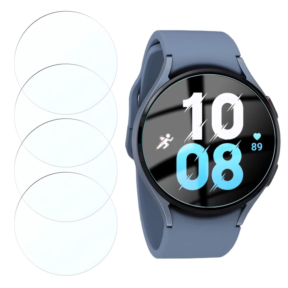 HANKN 4 Pack for Samsung Galaxy Watch 4 & 5 44mm Tempered Glass Screen Protector, Full Cove