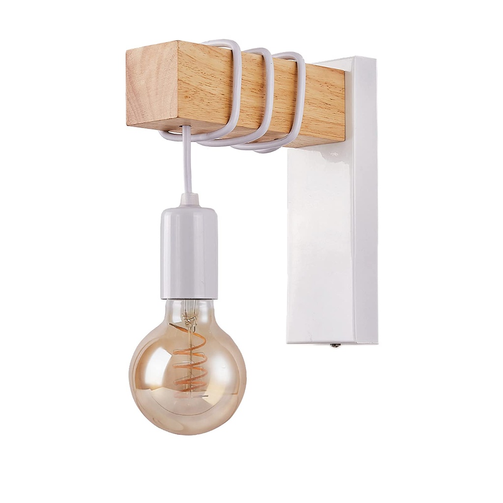 Chrasy Vintage Industrial Wall Lamp Wall Mount Retro Sconce with Wooden Decor, Adjustable H