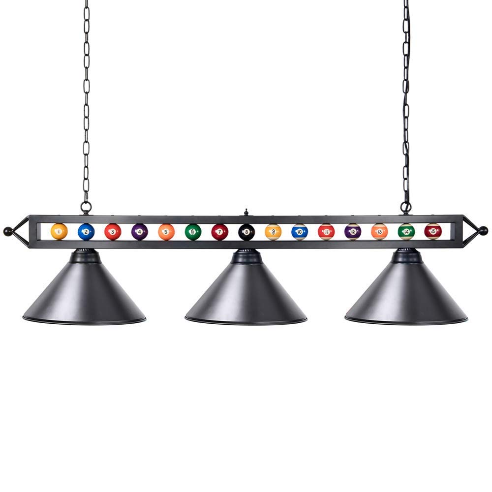 Wellmet 59 inch Hanging Pool Table Light Fixture for Game Room Beer Party, Ball Design Metal