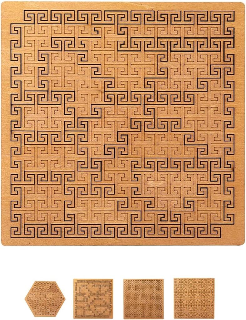 Fractal Tray Puzzles, Hard Irregular Wooden Jigsaw Fractal Challenge, Creative Puzzle Gifts