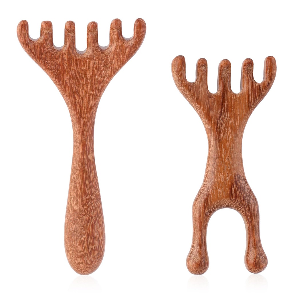 BOXOB 2pcs Wooden Scalp Massager Comb, Portable Sandalwood Head Hair Massager Wide Tooth Co