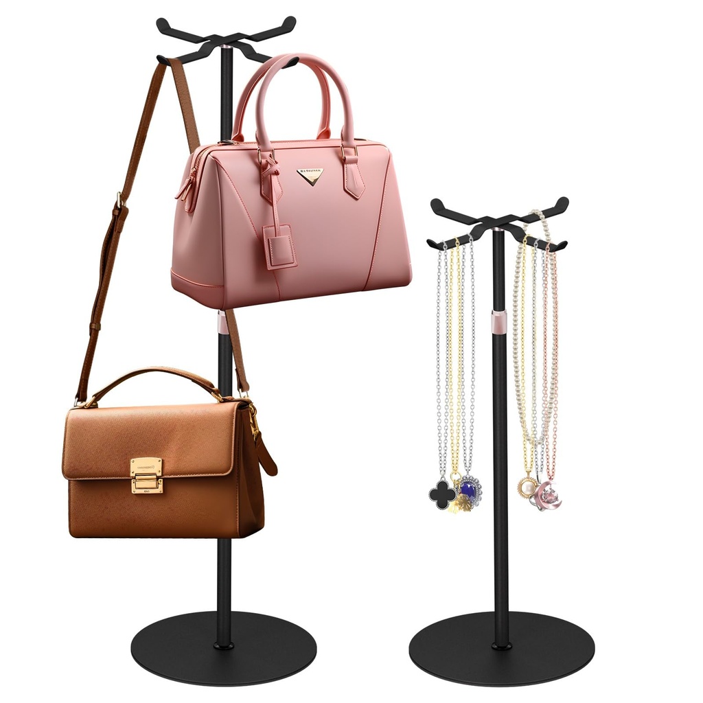 Raweao Bag Display Stand, 2 Pack Handbag Storage Organiser for Closet, Heavy Duty Metal Jewe