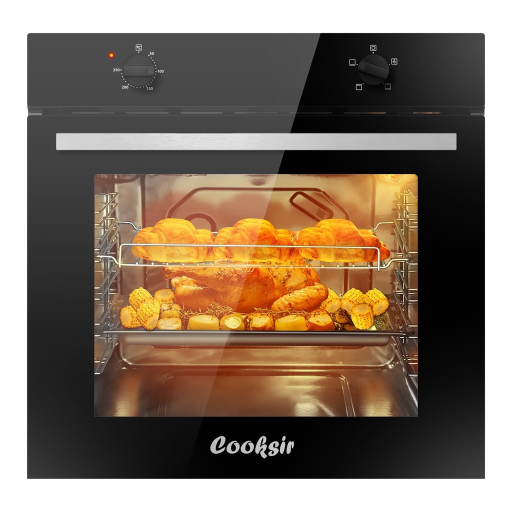 Cooksir Built-In Electric Oven 65L with Grill, 2200W Single Oven with 13amp Plug