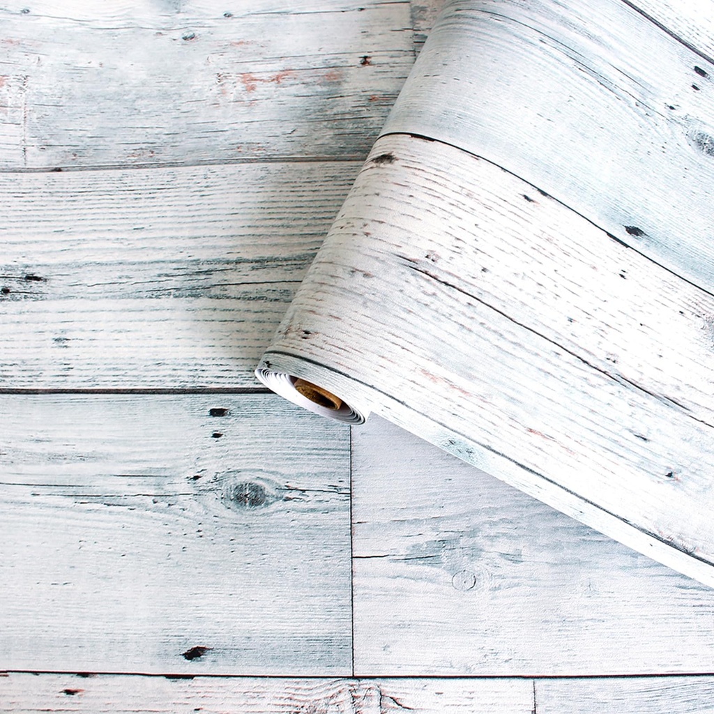 White Wood Grain Vinyl Adhesive Wallpaper Sticky Back Plastic Paper Wood Panel Wallpaper Vi
