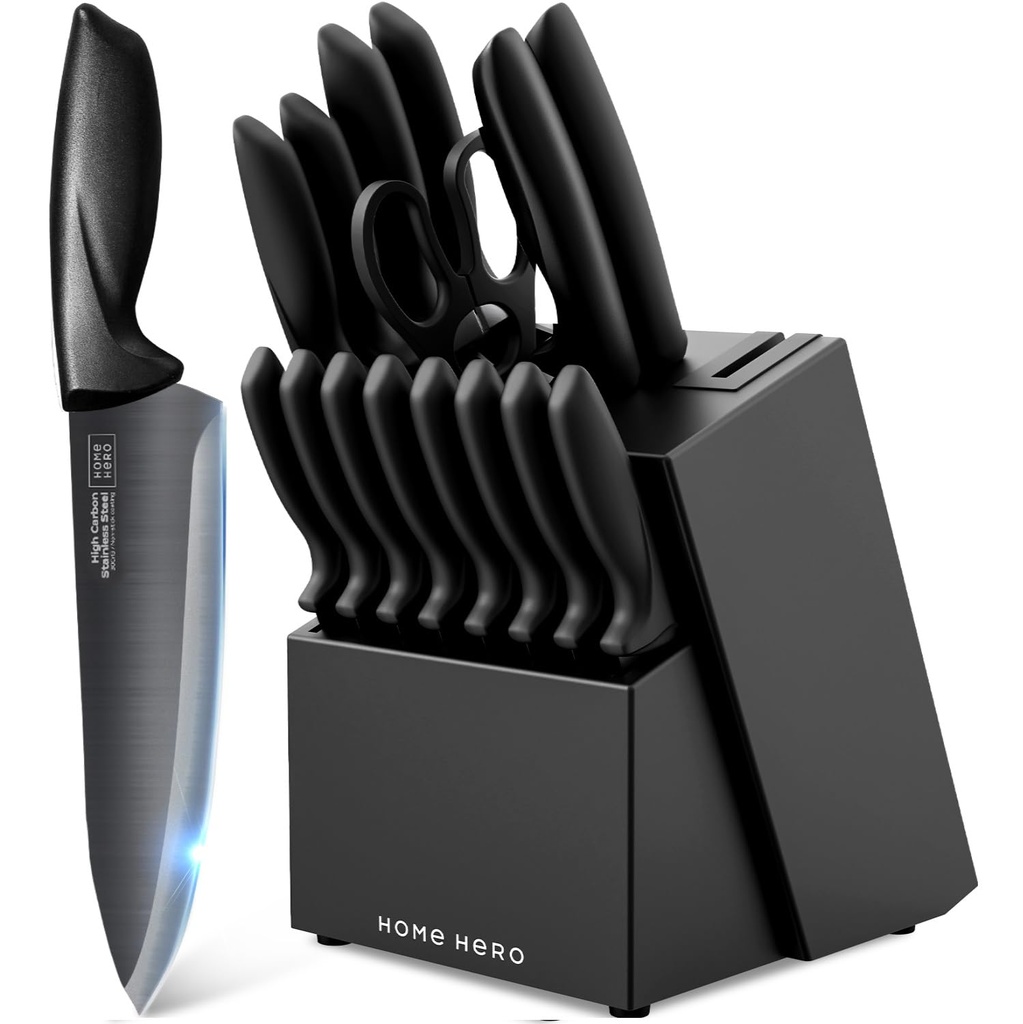 Home Hero Ultra-Sharp Stainless Steel Kitchen Knife Set - Chef Knives Set (16 pcs Block Set