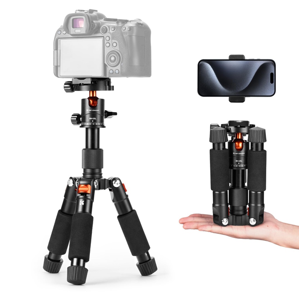 K&F CONCEPT Mini Desktop Tripod, 20.5''/ 52cm Compact Desk Material Tripod with 360