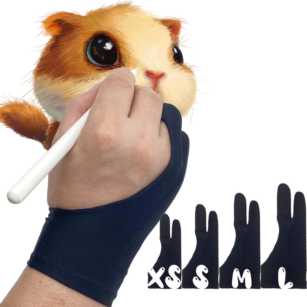 AKX Artist Glove Small - 2 Pack Palm Rejection Drawing Gloves for Graphic Tablet, iPad - Sm