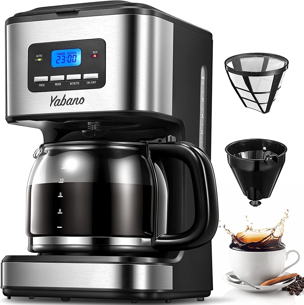 Yabano Coffee Maker, Filter Coffee Machine with Timer, 1.5L Programmable Drip Coffee Maker