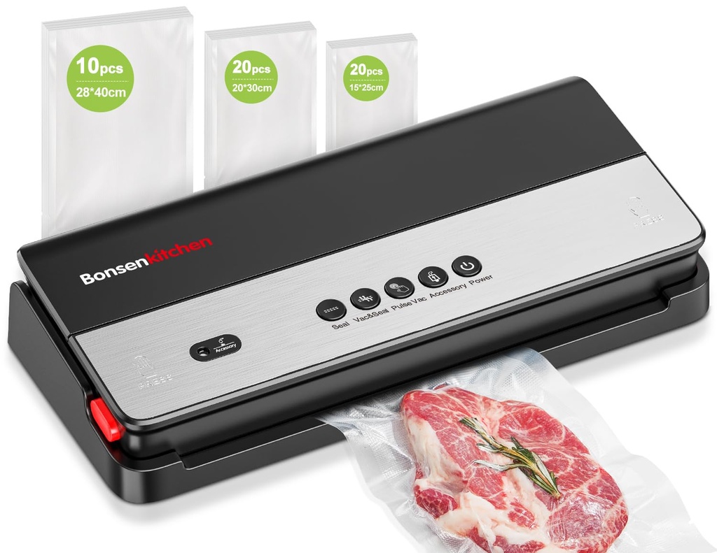 Bonsenkitchen Vacuum Sealer Machine, High-Speed Continuous Working with Globefish Technology