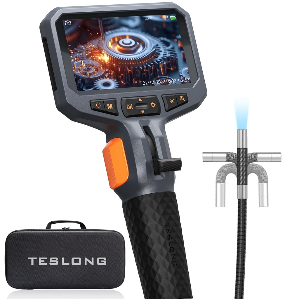 Teslong Articulating Endoscope Inspection Camera, 4.5'' IPS Two-Way Inspection Camera 
