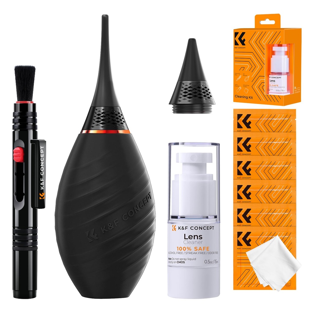 K&F CONCEPT 10-in-1 Camera Cleaning Kit with Lens Pen, Rocket Air Blower-Extension & Short 