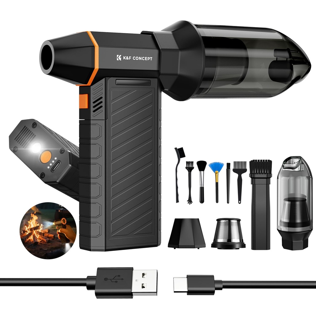 K&F CONCEPT 2-in-1 Magnetic Compressed Air Duster, Electric Air Duster 300000RPM Vacuum