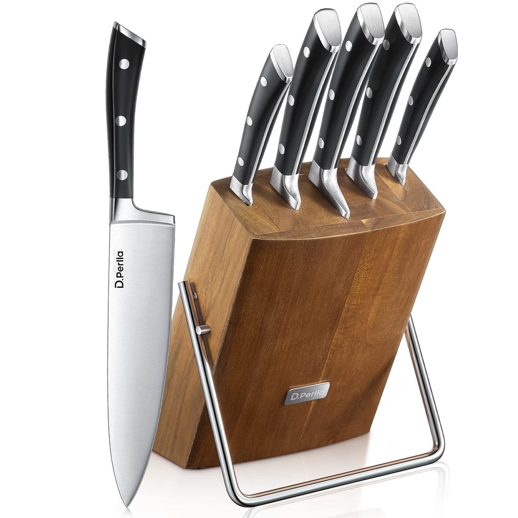 D.Perlla Knife Set, 6-Piece Kitchen Knife Sets, Knife Block Set with High Carbon German 