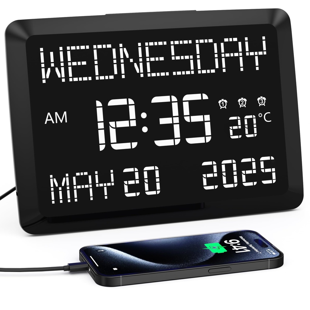 Mesqool Dementia Clock with Date and Day, 11.5 Extra Large Digital Calendar Clock