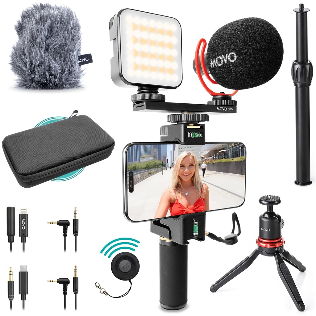Movo iVlogger-PRO Vlogging Kit for iPhone/Android - YouTube Starter Kit for Content Creators