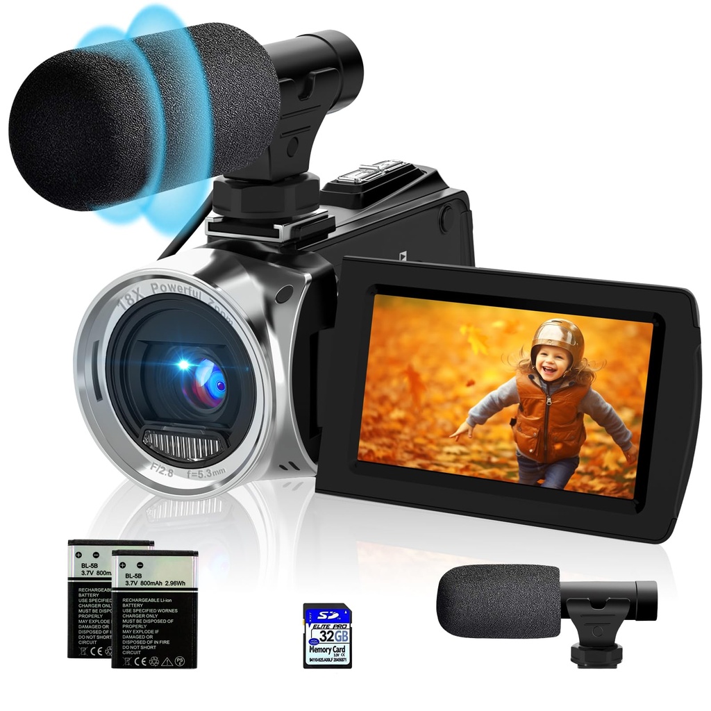 ISHARE Video Camera 4K 48MP Camcorder,Digital YouTube Vlogging Camera Recorder 