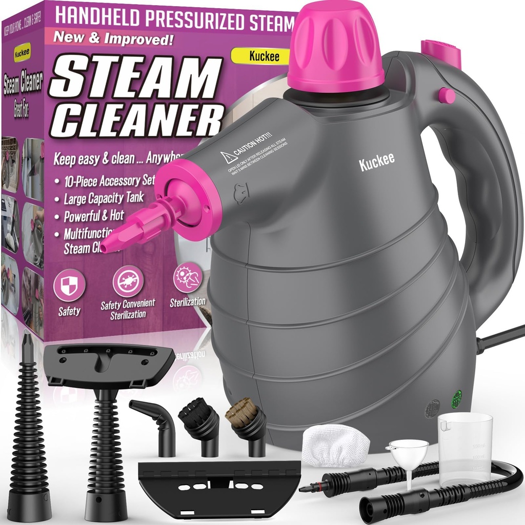 Steam Cleaner, Hand Held Steamer for Home Car, 10 Accessories Carpet Furniture Cleaner Machi